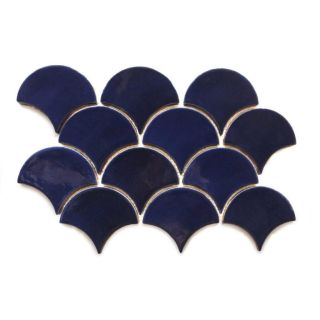 Carrelage Écailles de Poisson Marocaines Cobalt - Festonné Salle de Bain & Cuisine