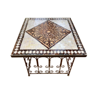 Mesa de Bistró con Mosaicos Marroquíes, Hierro Forjado