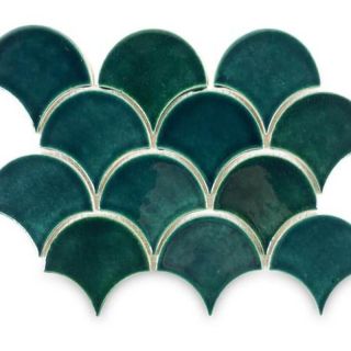 Carreaux Écailles Poisson Marocaines Vert Paon
