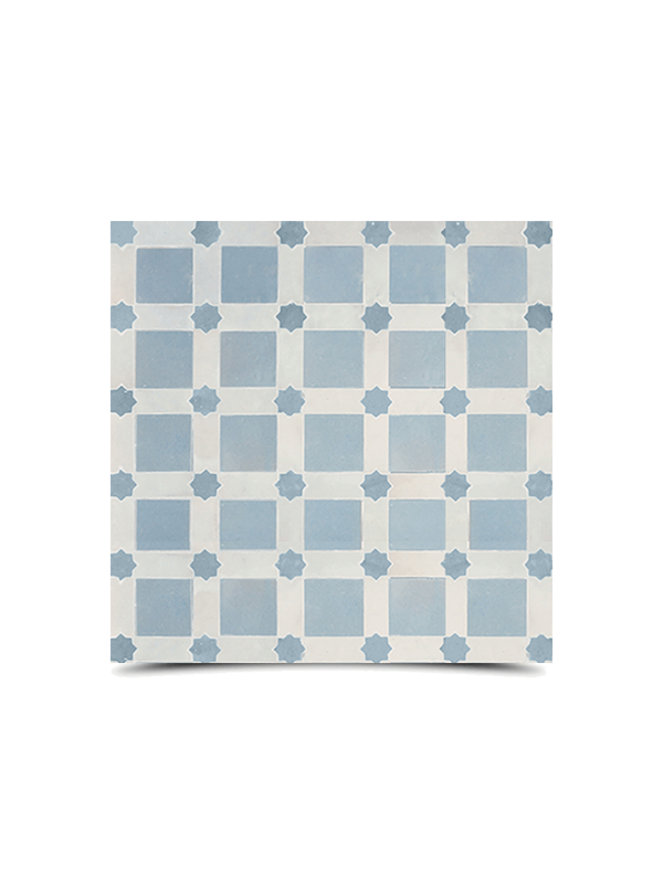 "Moroccan Light Blue Mosaic Tile - Geometric Star Pattern"