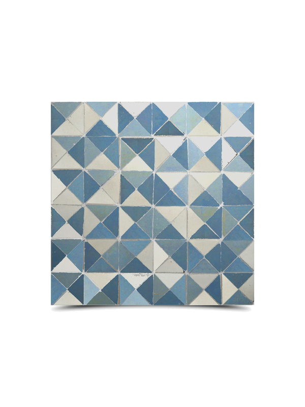 Moroccan Blue Mosaic Tiles | Handcrafted Cubic Motif