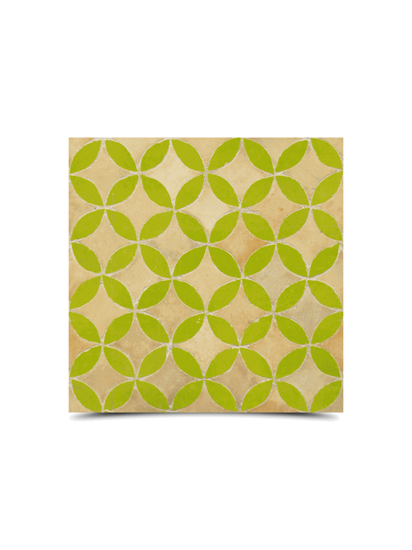 Exquisite Moroccan Green & Beige Mosaic Tiles - Handmade Geometric Floral Design