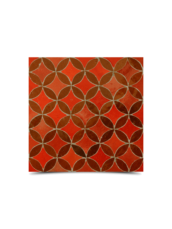 Moroccan Brown & Red Mosaic Tiles - Geometric & Floral Design