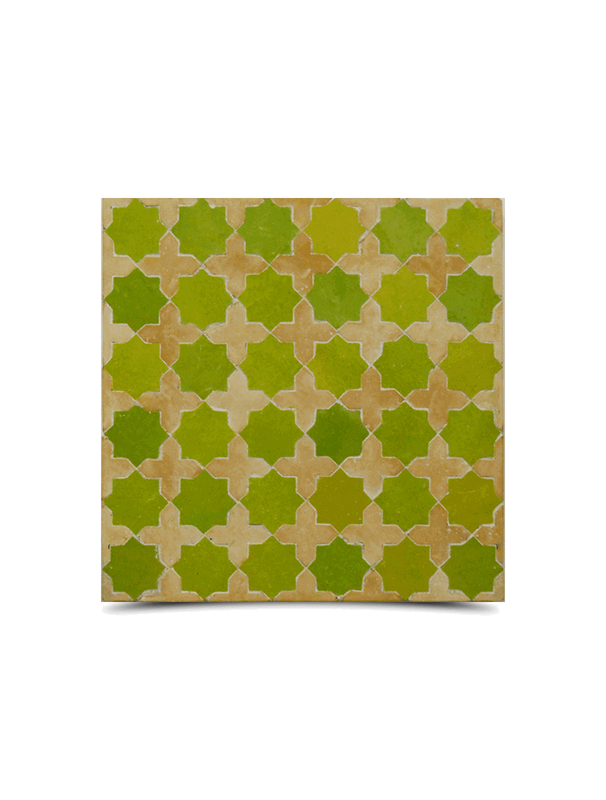 Moroccan Mosaic Green & Beige Star Pattern Tile