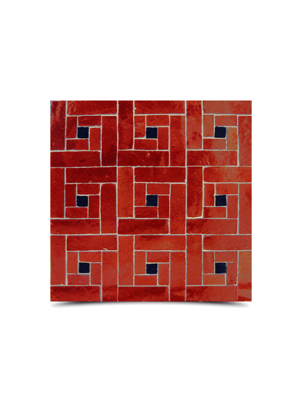 Moroccan Red & Blue Mosaic Tile - Maze-Like Design