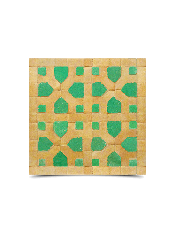 Moroccan Green & Beige Mosaic Tile Pattern - Handcrafted Elegance