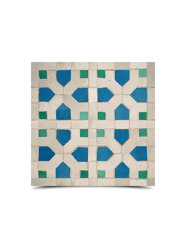 Moroccan Mosaic Tiles - Gray, Blue & Green Geometric Pattern