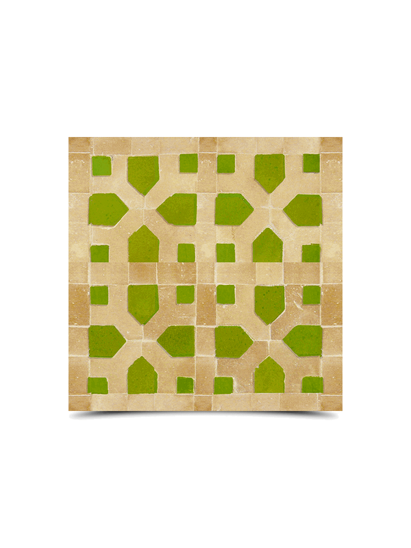 Moroccan Mosaic Beige & Light Green Tile - Handmade Geometric Design