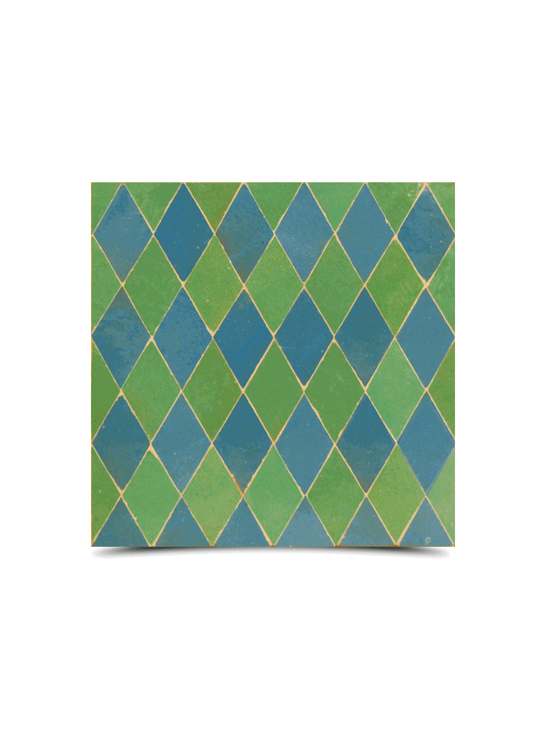 Moroccan Green & Blue Mosaic Tile - Handmade Design