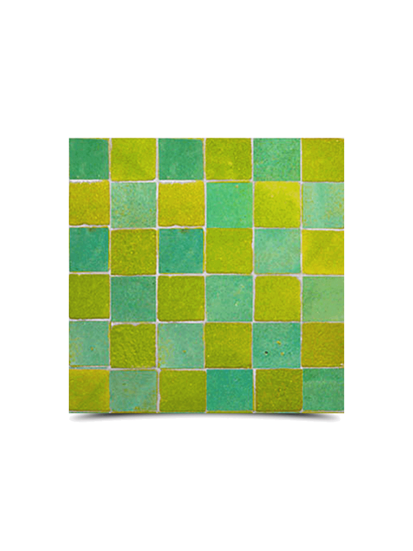 Moroccan Green & Yellow Mosaic Tiles - Premium Unglazed Matt Finish