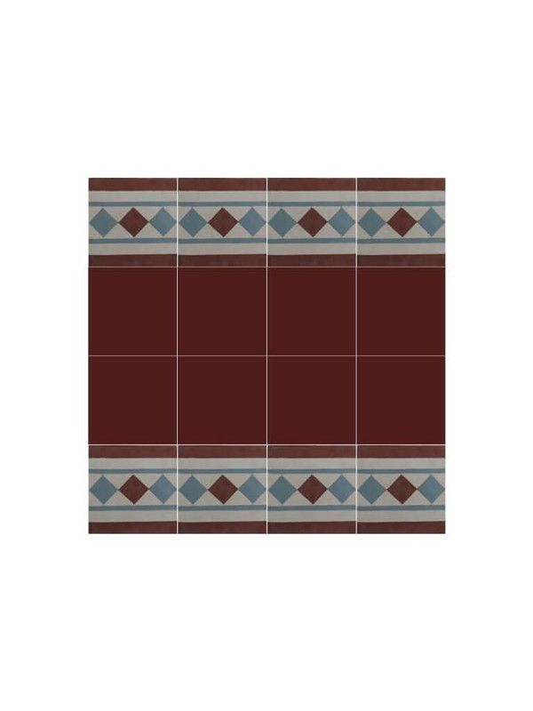 Moroccan Brown & Blue Cement Tiles Border – High-Quality Design