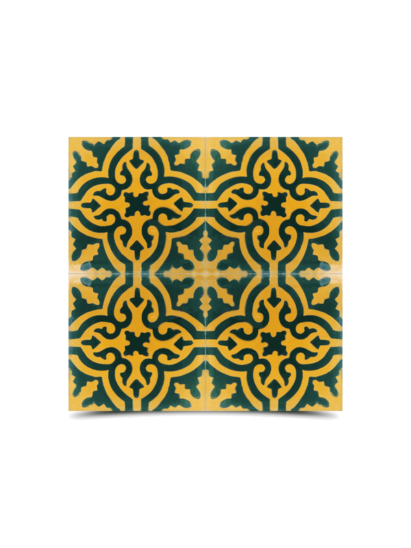 Moroccan Cement Pattern Yellow & Black Tiles - Handmade Artisan Mosaic