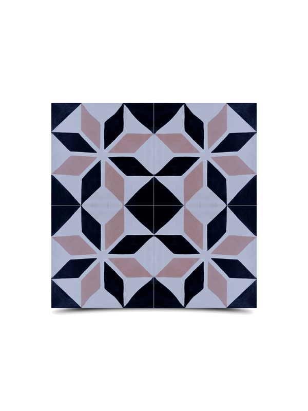 Moroccan Cement Tile Pattern Black Pink White 246