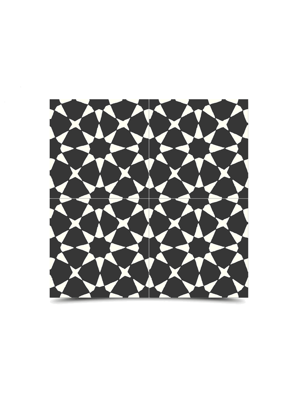 Moroccan Black & White Cement Tiles - Geometric Patterns