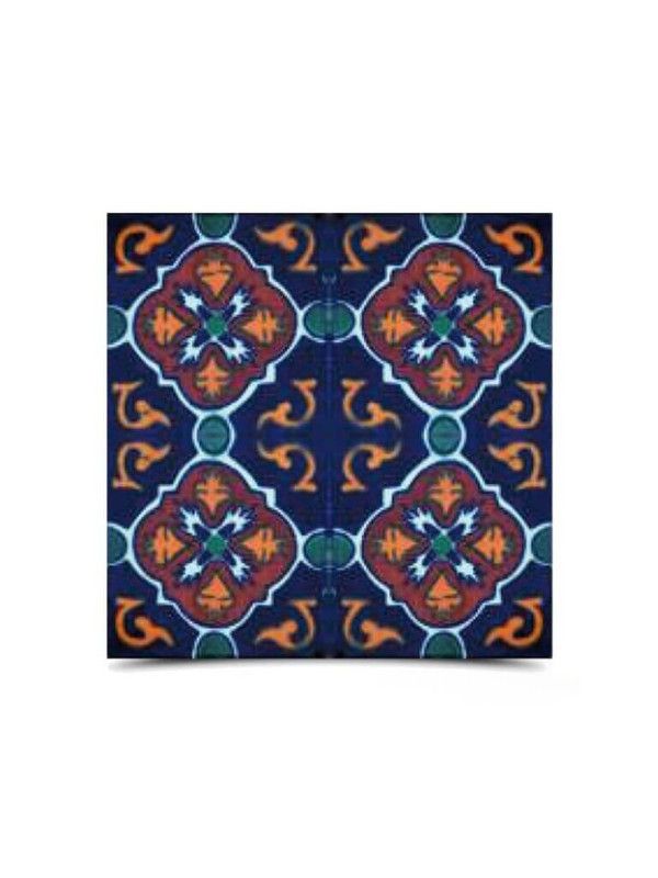 Azulejo Marroquino Pintado à Mão Geométrico em Cores Vítreas, Artesanal