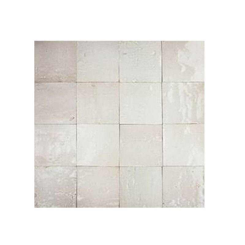 Marokkansk Elfenbenshvit Mosaikkfliser - Solid 6x6 Design