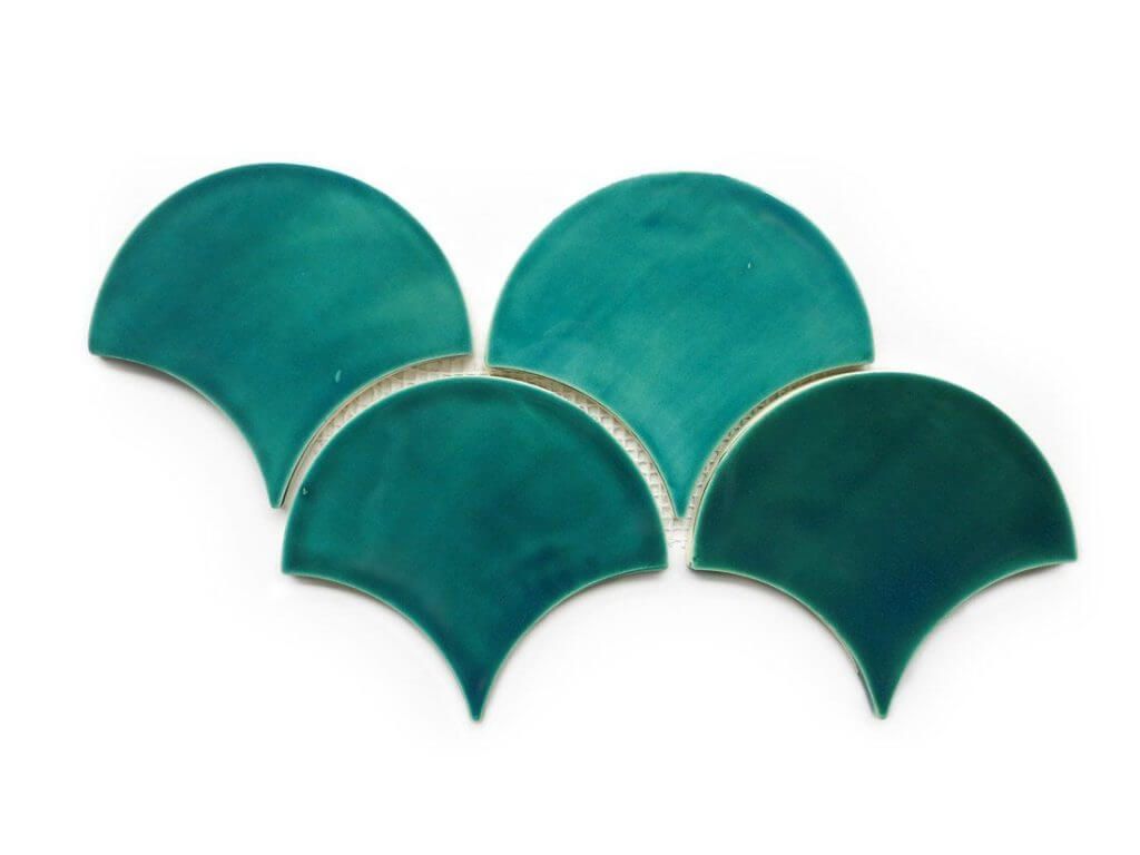 Moroccan Fish Scales - Sea Mist: Handmade Glossy Tiles