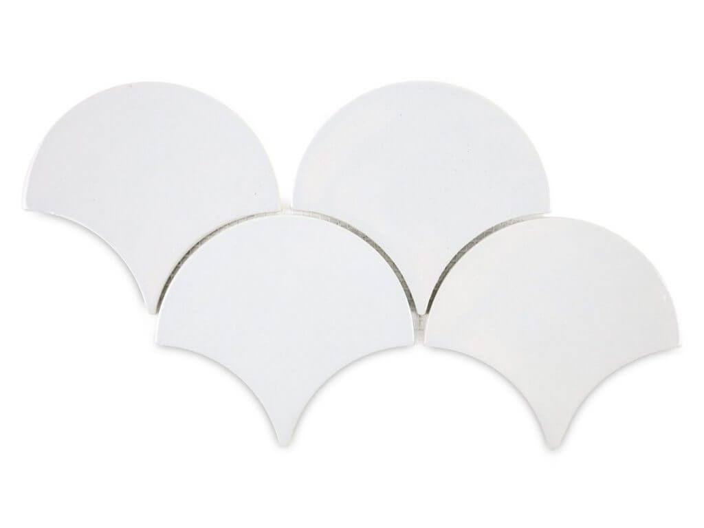 حراشف سمك مغربية بلاط يدوي الصنع - رق أبيض