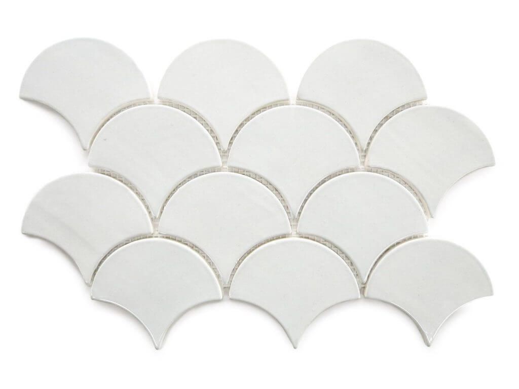 Carreaux Écailles Poisson Marocaines Moyennes - Blanc Parchemin