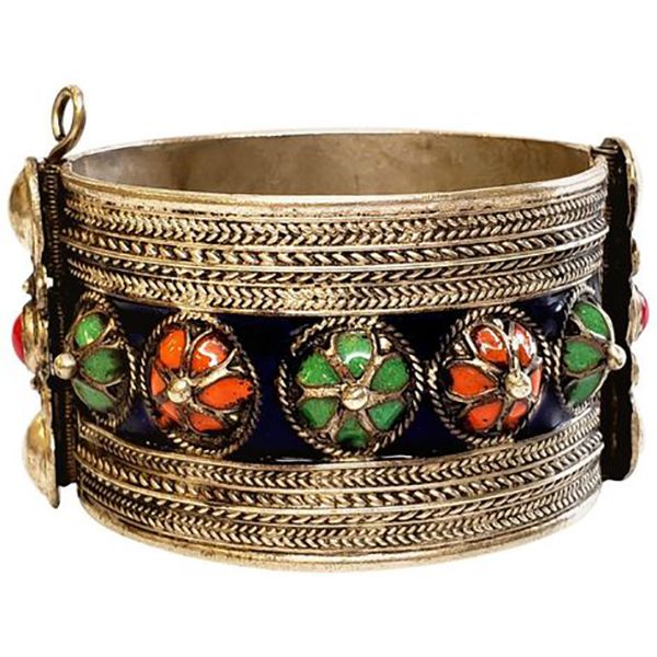 Handcrafted Berber Silver Tuareg Bracelet | Adjustable Geometric Design