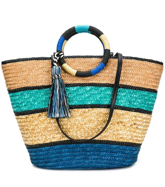 Sac à Main Marocain en Paille Rayé Bleu - Pratique et Écologique