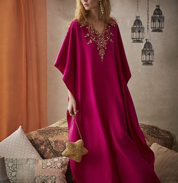 Captivating Moroccan Embroidered Kaftan Dress 131 - Bohemian Chic Statement Piece