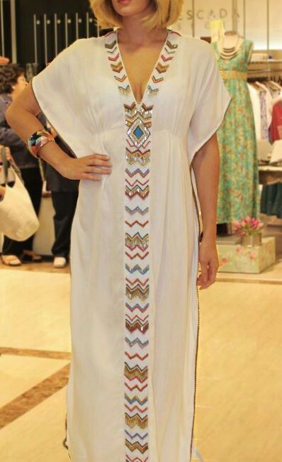 Elegant Moroccan Inspired Maxi Caftan for Beach Cover Up