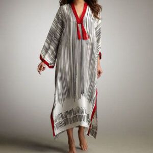 Vestido Caftán Marroquí con Patrón de Bordado Único