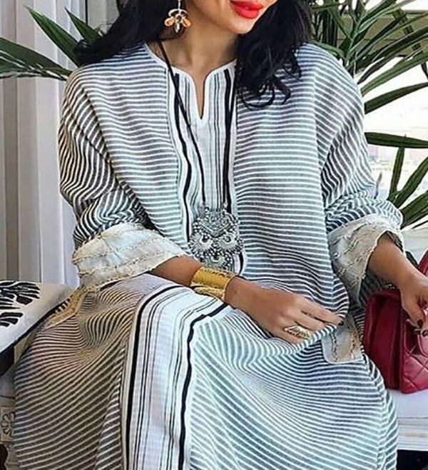 Luxe Marokkaanse Kaftan met Trendy Borduursel