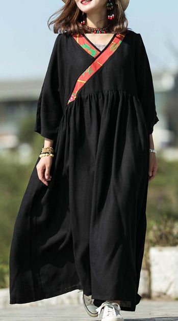 Vestido Bohemio Marroquí con Patrón de Bordado Único