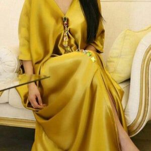 Moroccan Bohemian Kaftan Dress with Intricate Embroidery