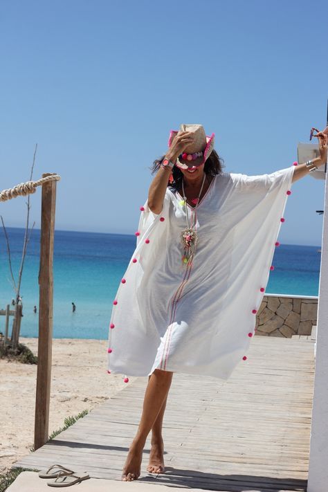 "Moroccan Kaftan Inspired Beach Cover Up - Elegant and Versatile Dress for Summer Days and Vacations"
