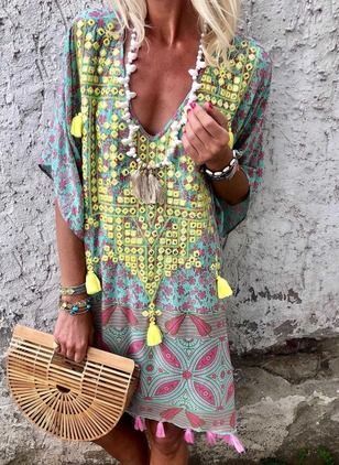 Moroccan Vacation Maxi Beach Cover Up - Elegant Kaftan Style