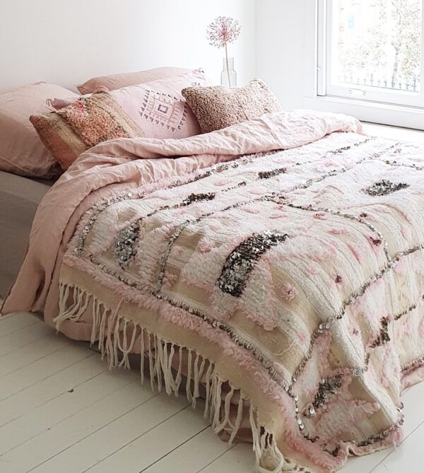 Pink Berber Moroccan Wool Blanket | Handmade Luxury Wool Blanket