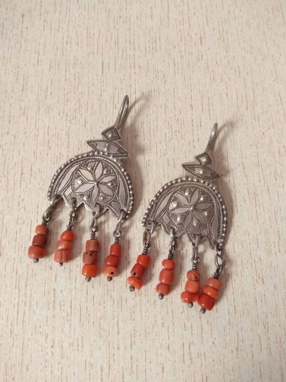 Moroccan Tuareg Berber Geometric Earrings - Handcrafted Ethnic Jewelry