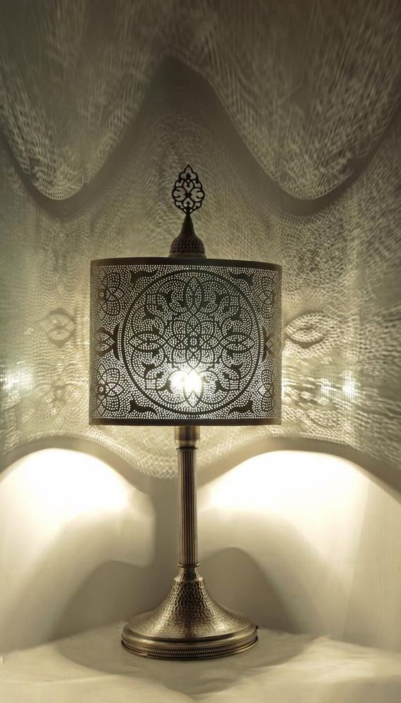 Moroccan Silver Metal Handmade Floor Lamp - Vintage Illumination