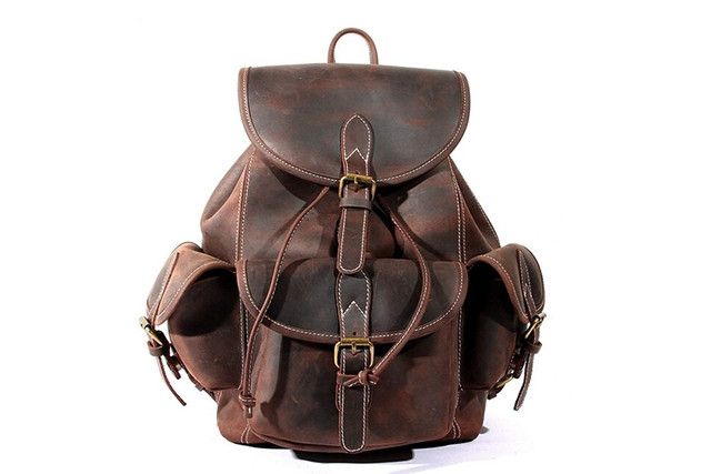 Vintage Brown Moroccan Leather Backpack - Handcrafted Fez Tannery