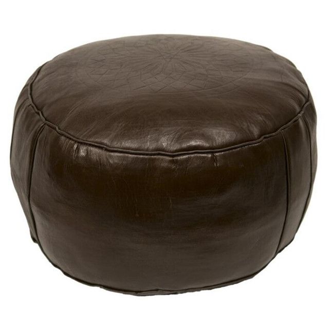 Moroccan Dark Brown Leather Poufs | Handmade Seating Option