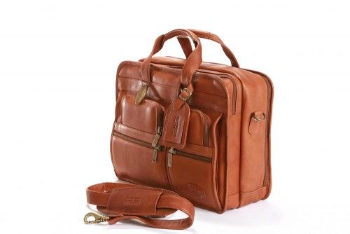 Luxurious Tan Moroccan Leather Messenger Bag with Multiple Pockets
