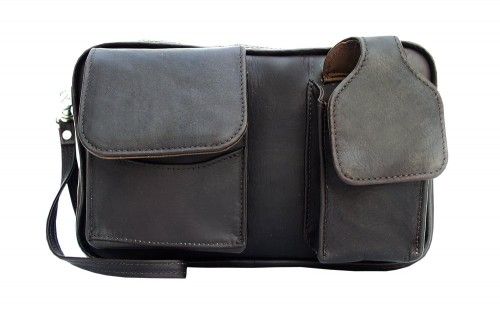 Gray Leather Moroccan Messenger Bag | Fez Tanneries