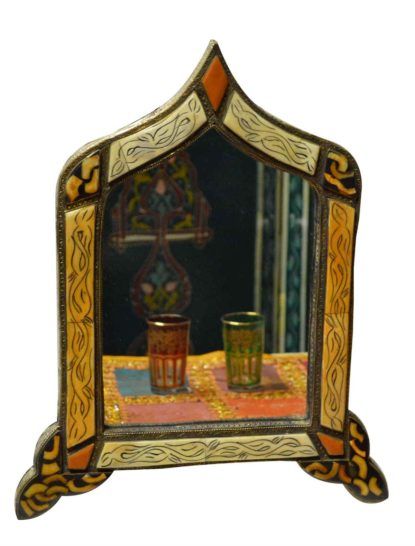 Hand-Carved Moroccan Arch Wooden Mirror
