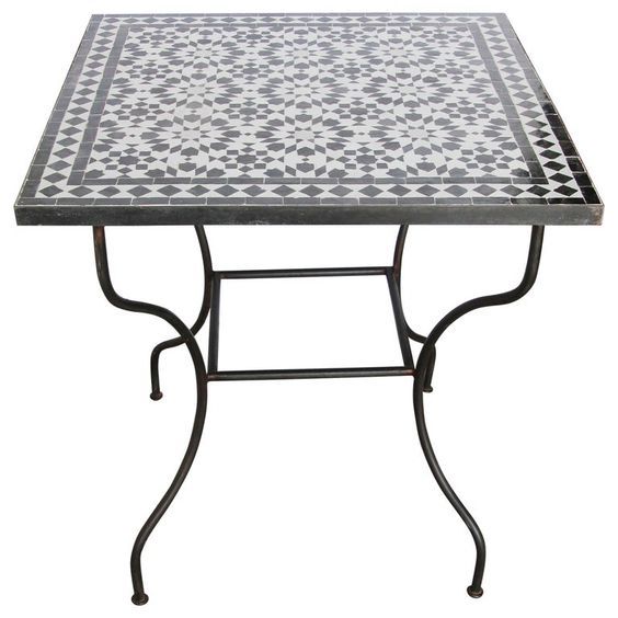 Mesa Mosaico Marroquí Hecho a Mano con Base de Hierro