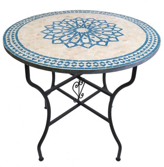 Moroccan Mosaic Table with Iron Base - Exquisite Handcrafted Artistry