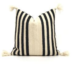 Handwoven Black & White Moroccan Striped Pillows