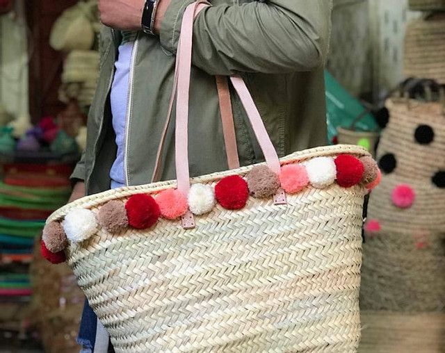 Moroccan Handcrafted Pom Pom Baskets - Eco-Friendly & Stylish