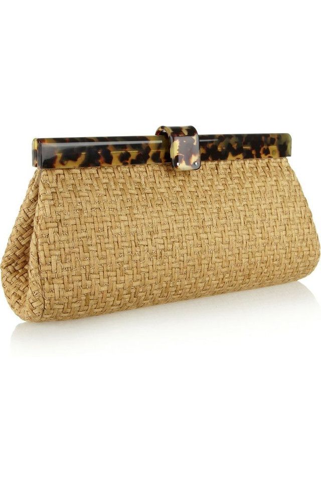 Handwoven Straw Clutch - Moroccan Leopard-Patterned Eco-Friendly Bag