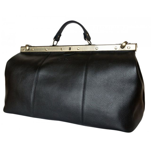 Bolso de Viaje de Cuero Negro Marroquí Hecho a Mano con Gran Capacidad