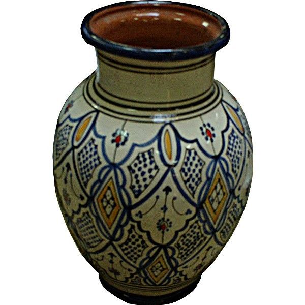 Moroccan Hand-Painted Fes Ceramic Vase in Vibrant Colors