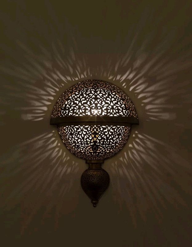 Moroccan Silver Metal Handcrafted Pendant Wall Lamp