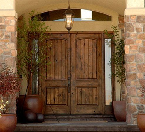 Rustic Double Wood Front Door - Handcrafted Moroccan Entryway Statement